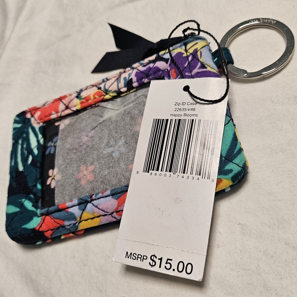 Vera Bradley Zip ID Case Happy Blooms Cotton NWT - Picture 3 of 6